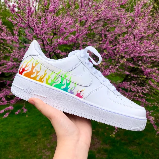 Custom Air Force 1 Rainbow Flame 🌈🔥