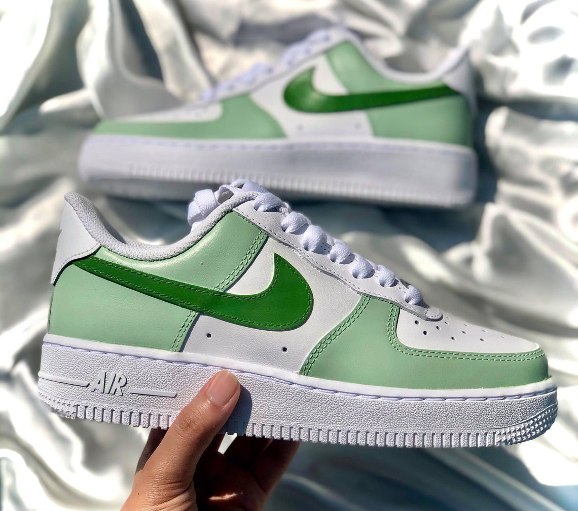 Two Toned Sage Green Coloured Custom Air Force 1
