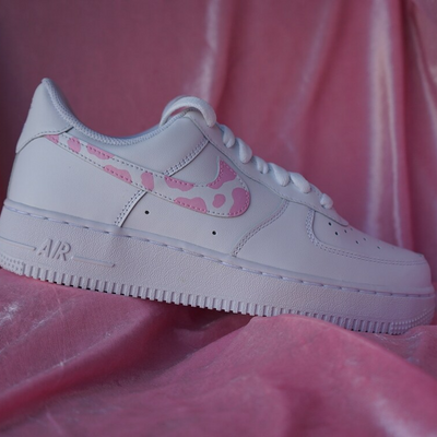 Custom Nike Air Force 1 Cow Print - Pink