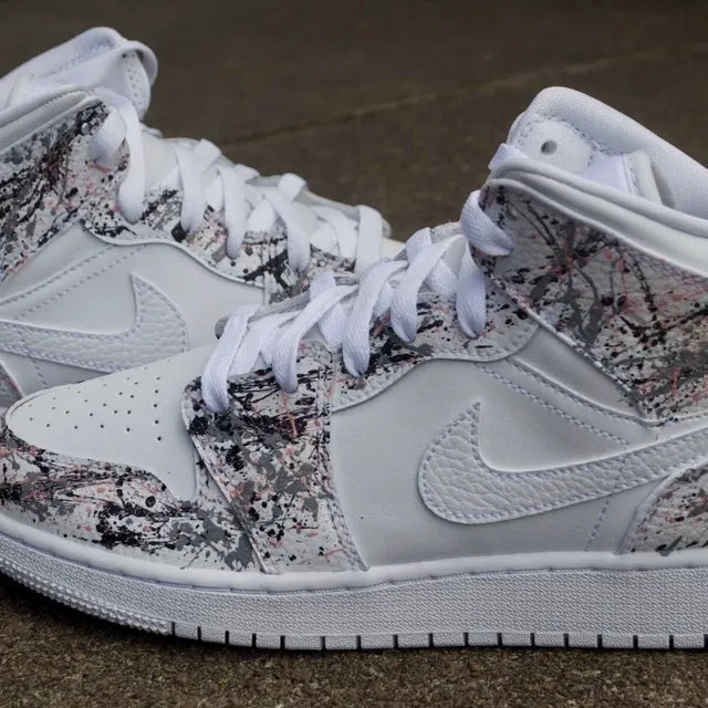 Custom Air Jordan 1 Pink Grey Splatter