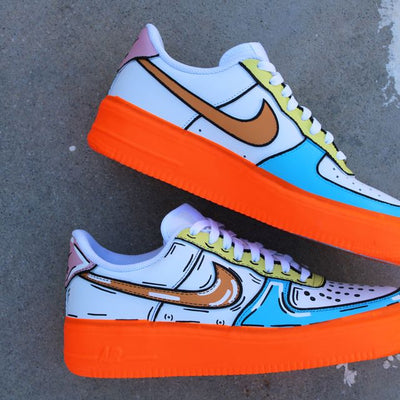 Custom Air Force 1 PALE CARTOON/ORANGE DIP