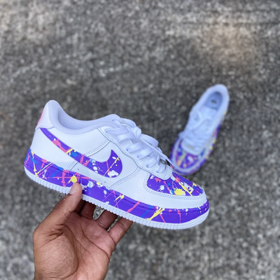 Custom Air Force 1 Purple splatter paint