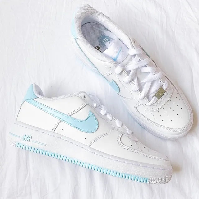 Custom Air Force 1 Baby Blue Sneakers