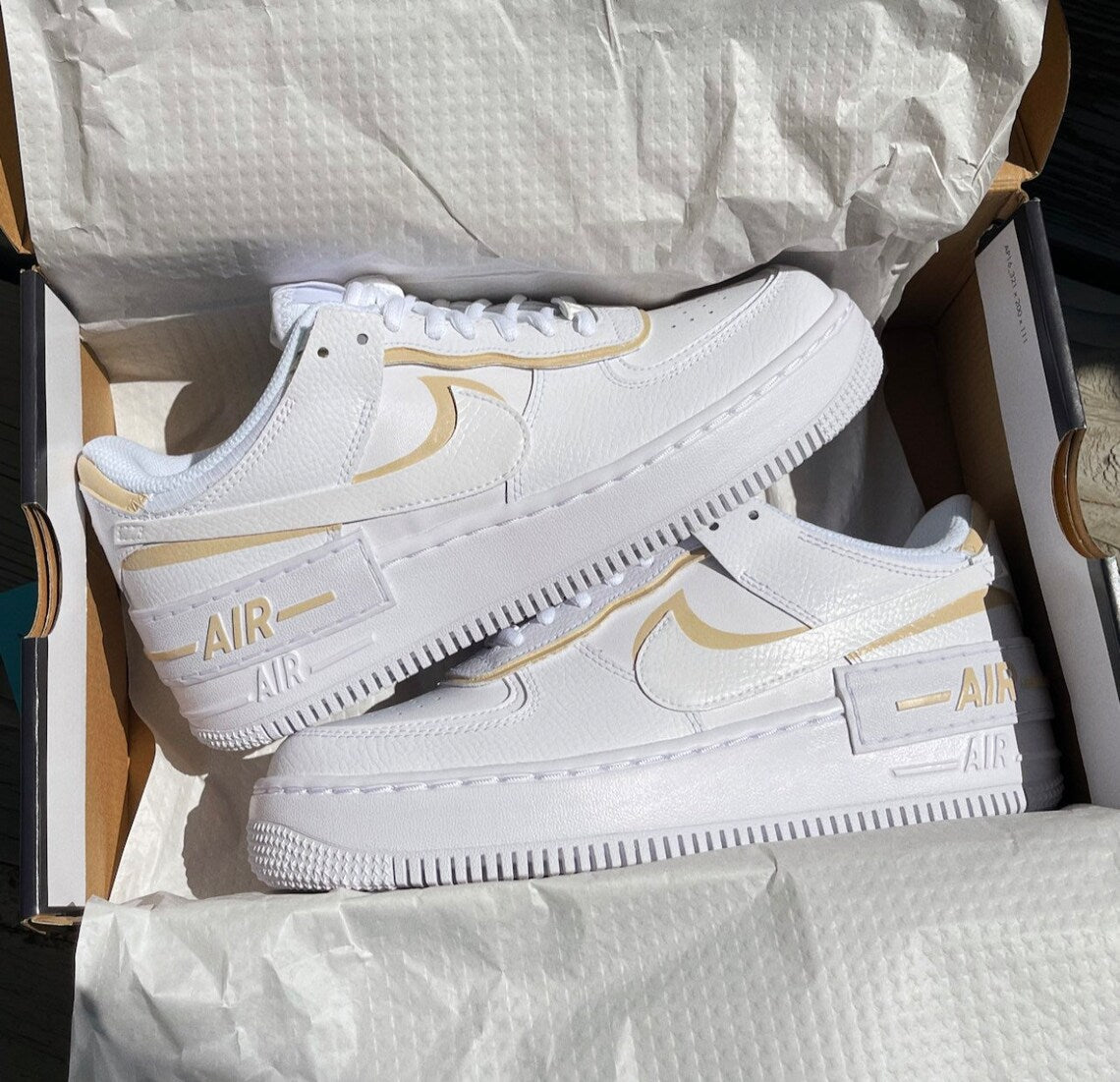 Beige Custom Nike Air Force 1 Shadow Cream Tan