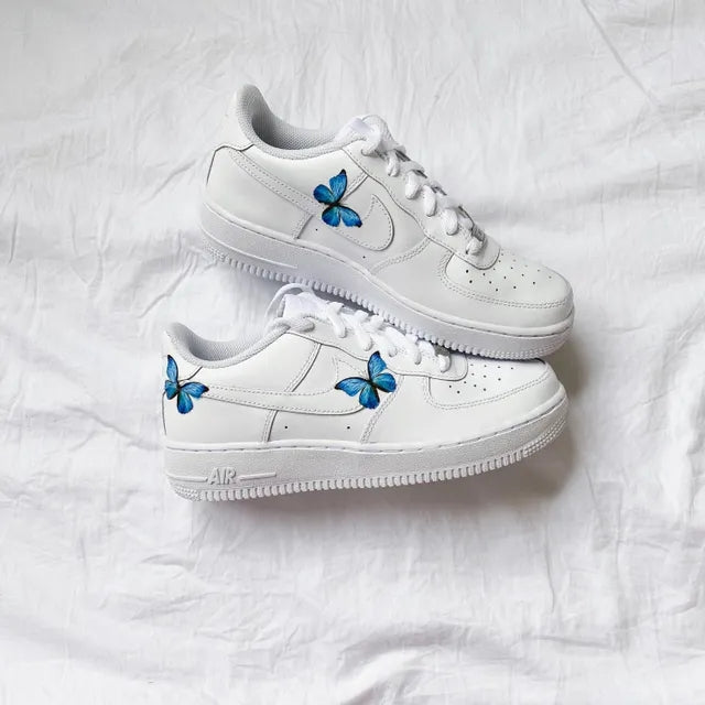 Custom Air Force 1 Blue Butterfly Sneakers 🦋