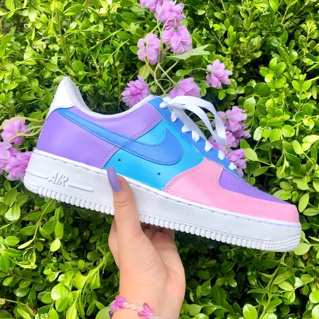 Custom Air Force 1 Candy Pastel Colorblock 🌸💜