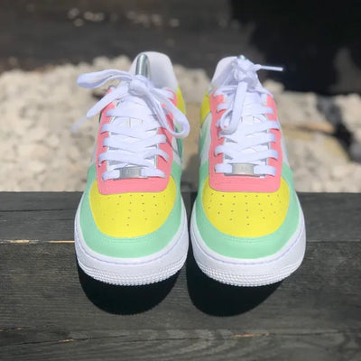 Custom Air Force 1 Pastel Pink Green Yellow