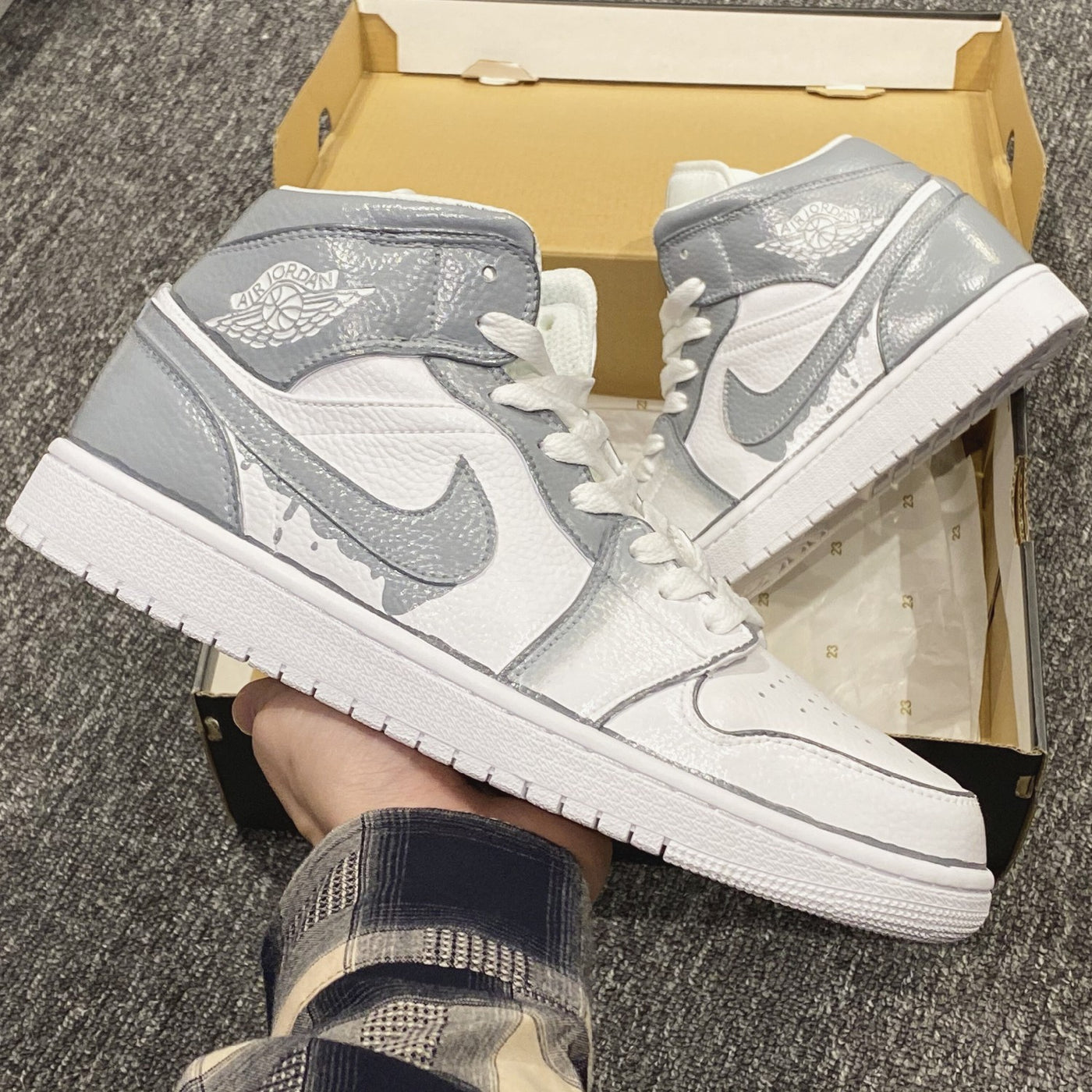 Custom Air Jordan 1 Drip Grey