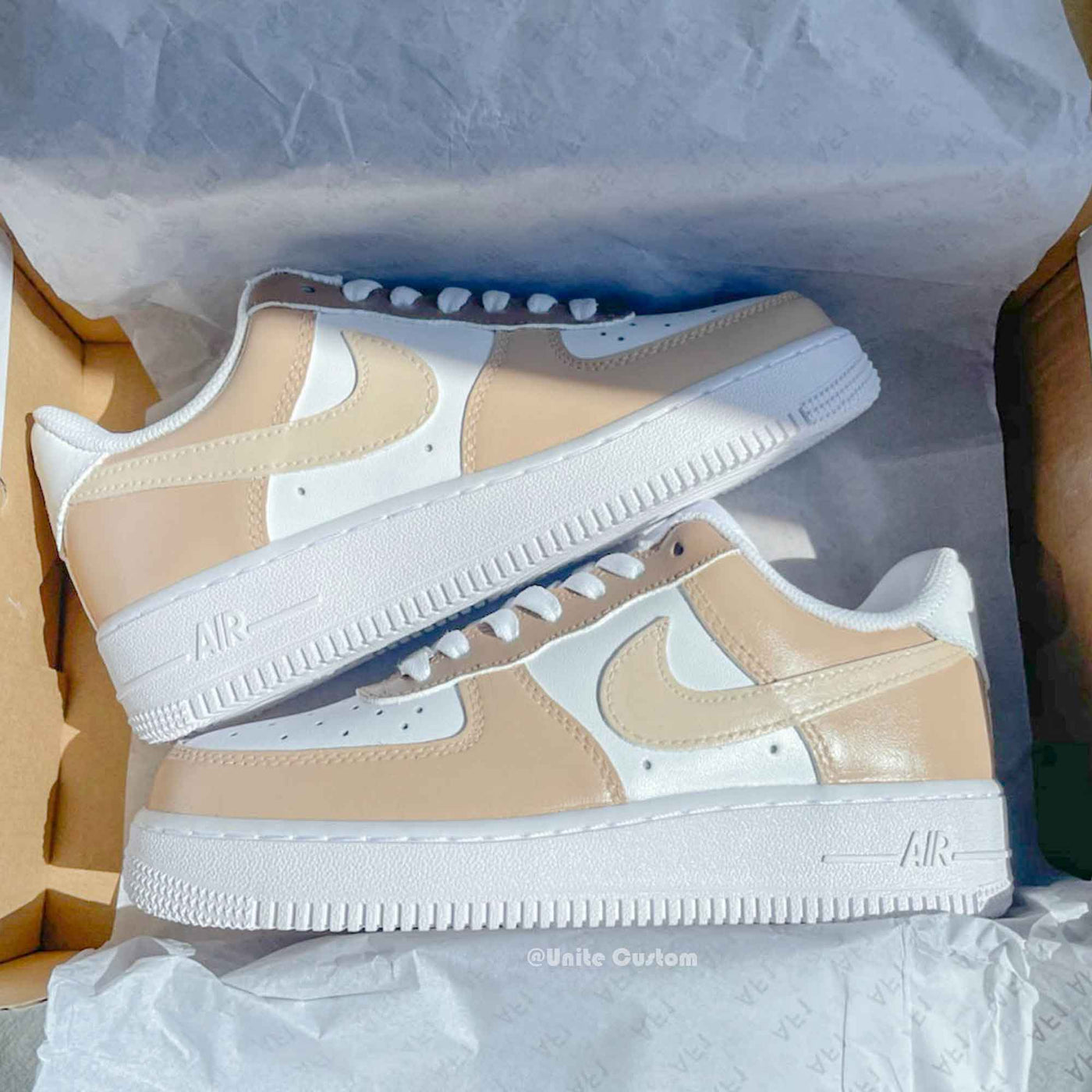 Custom Air Force 1 Beige and Tan