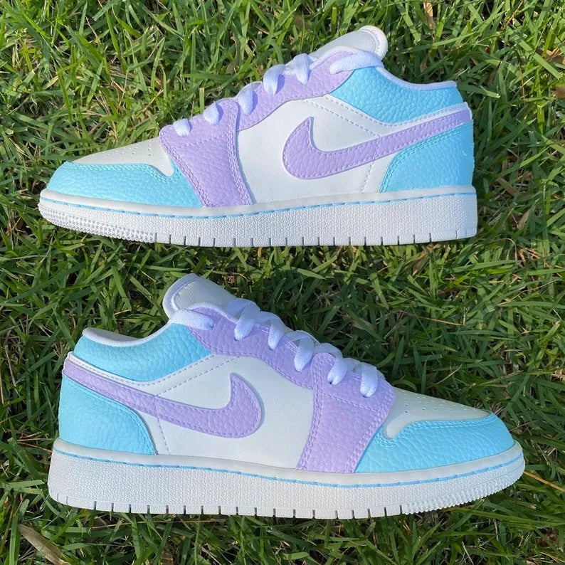 Lilac Purple Baby Blue Air Jordan 1 Low Custom