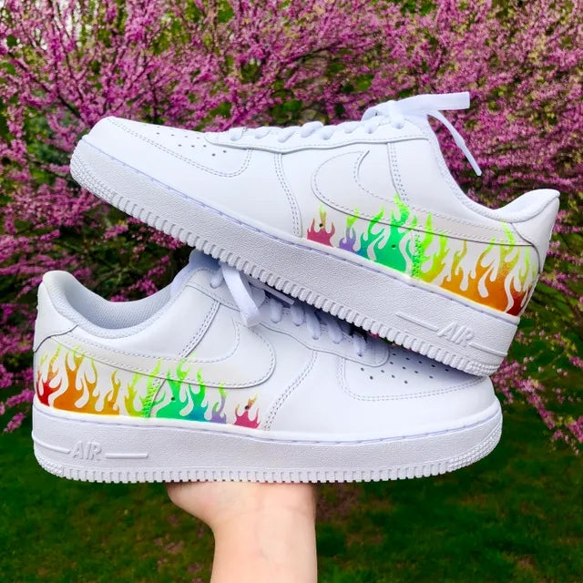 Custom Air Force 1 Rainbow Flame 🌈🔥