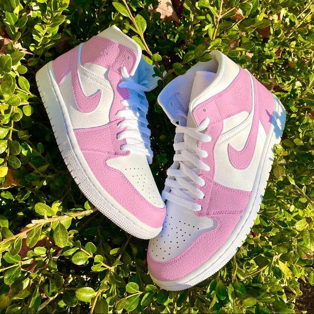 Custom Air Jordan 1 Mid Baby Pink Colorblock 🎀🌸