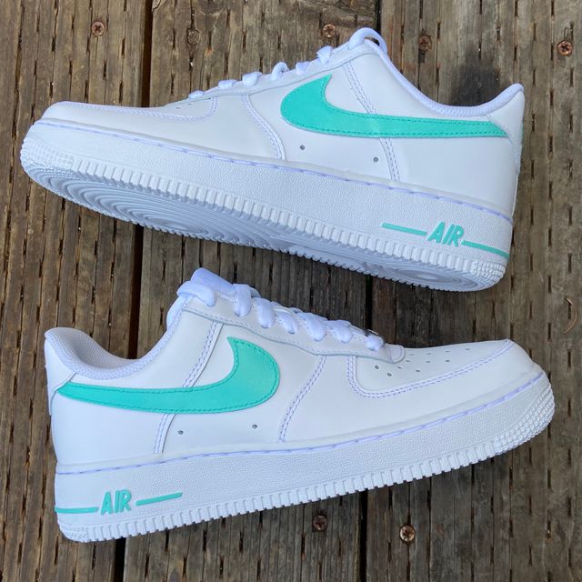 Simple Teal Swoosh Custom Nike Air Force 1