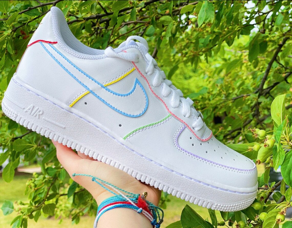 Rainbow Outline Custom Nike Air Force 1