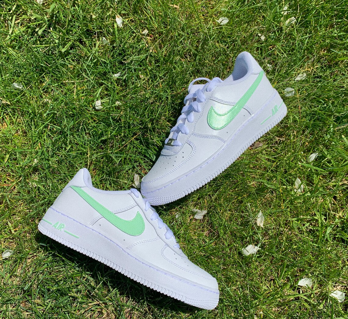 Custom Nike Air Force 1 Light Pastel Colors Mint Green