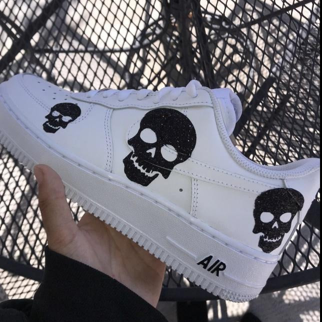 Custom Air Force 1 Black Holo Skull