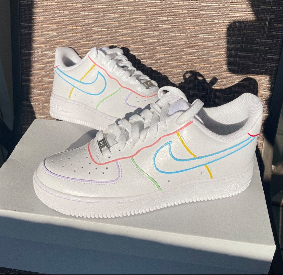 Rainbow Outline Custom Nike Air Force 1