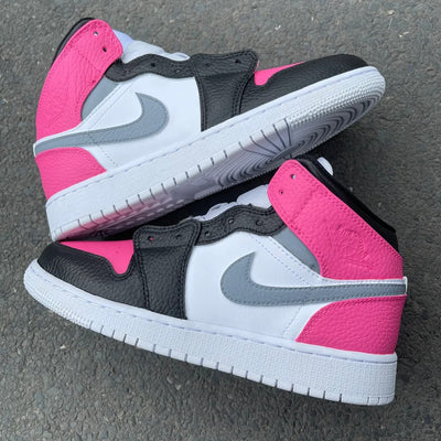 Custom Air Jordan 1 Black Grey Rose Pink