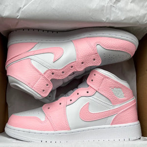 Pink White Swoosh Air Jordan 1 Custom