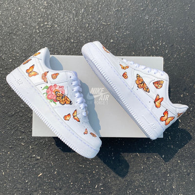 Custom Air Force 1 Handpainted Orange Monarch Butterfly