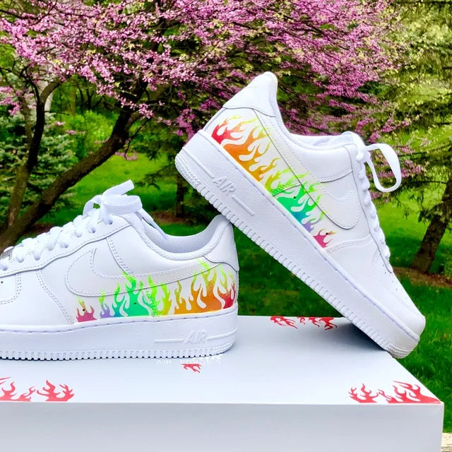 Custom Air Force 1 Rainbow Flame 🌈🔥