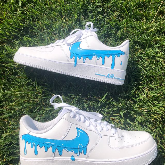 Custom Air Force 1 Baby Blue Drip