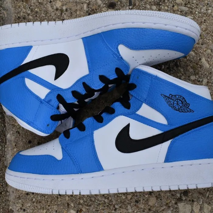 Blue Black Swoosh Air Jordan 1 Custom