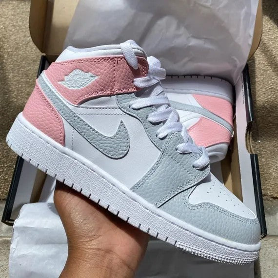 Pink Gray Air Jordan 1 Custom