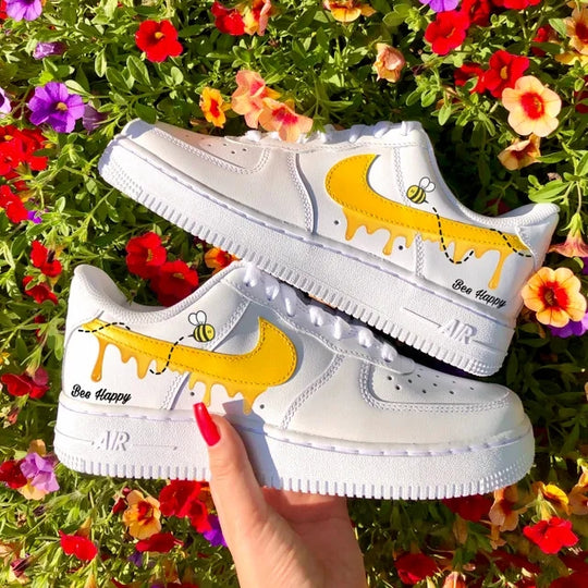 Custom Air Force 1 Bee Happy Honey Drip 🐝🍯