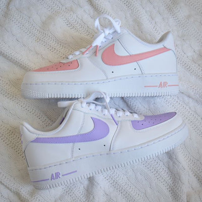 Pink and Purple Mismatched Nike Air Force 1's