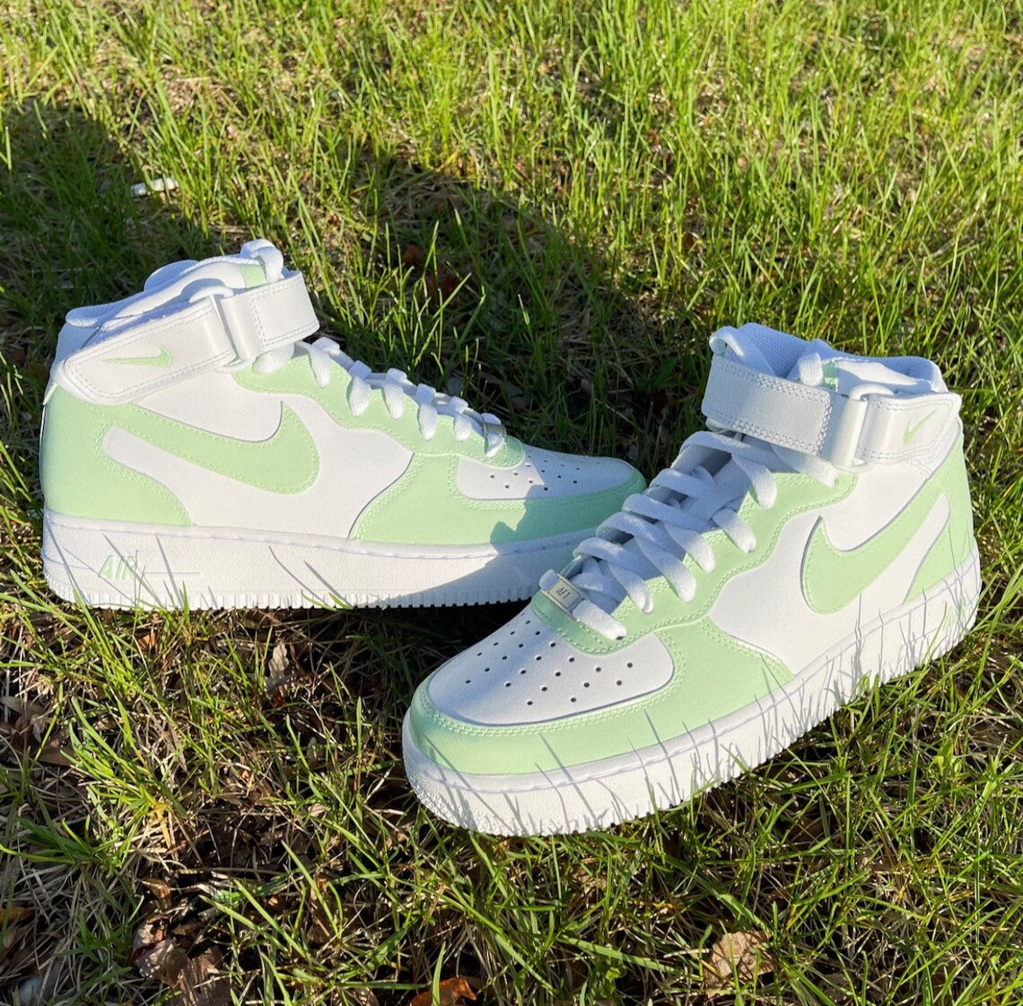Sage Green Nike Air Force 1 Mid – Lilaccustom