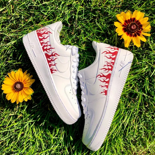 Custom Air Force 1 Red Flame 🔥