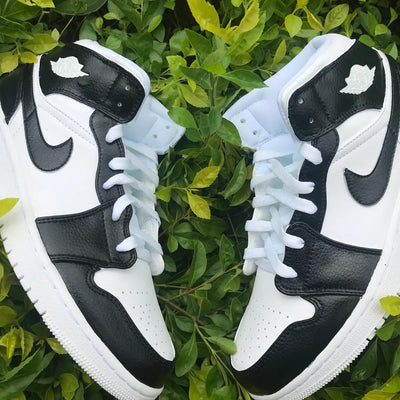 Black White Swoosh Air Jordan 1 Custom