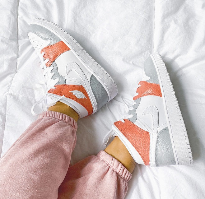 Custom Air Jordan 1 Mid Orange Grey