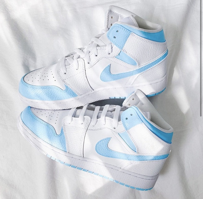 Custom Air Jordan 1 Baby Blue Painted Sneakers