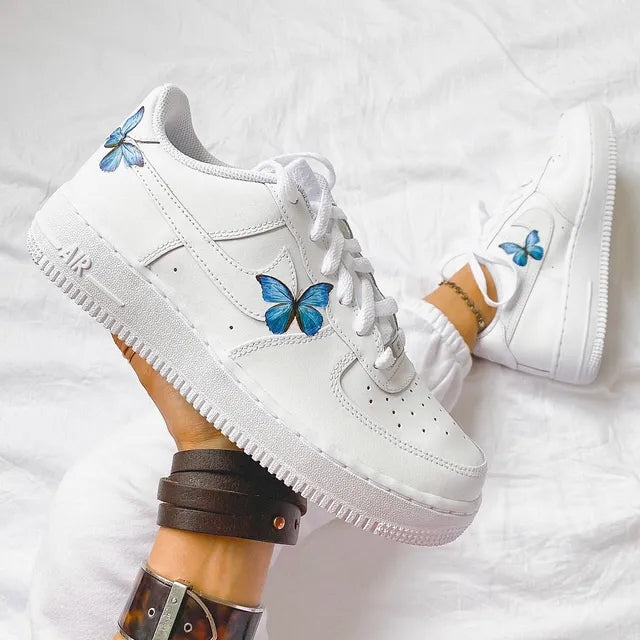 Custom Air Force 1 Blue Butterfly Sneakers 🦋