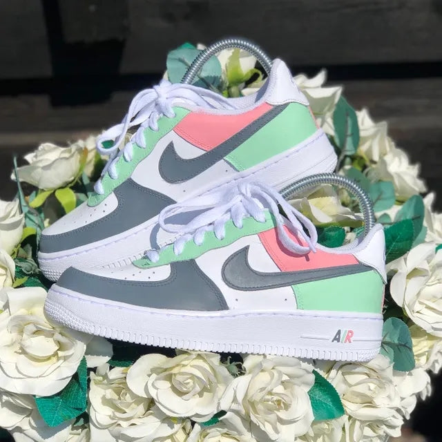 Custom Air Force 1 Pastel Grey Pink Green