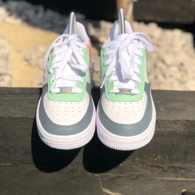 Custom Air Force 1 Pastel Grey Pink Green