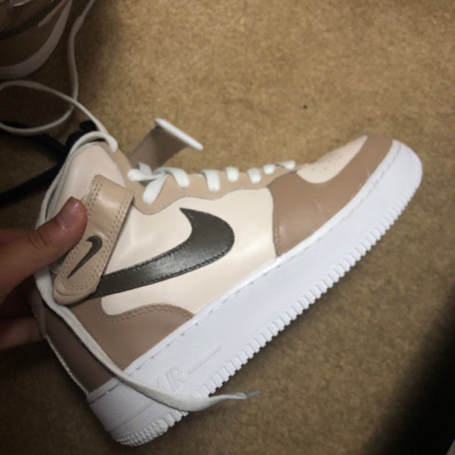 Brown Tan Mid Air Force 1s (Hand Painted)