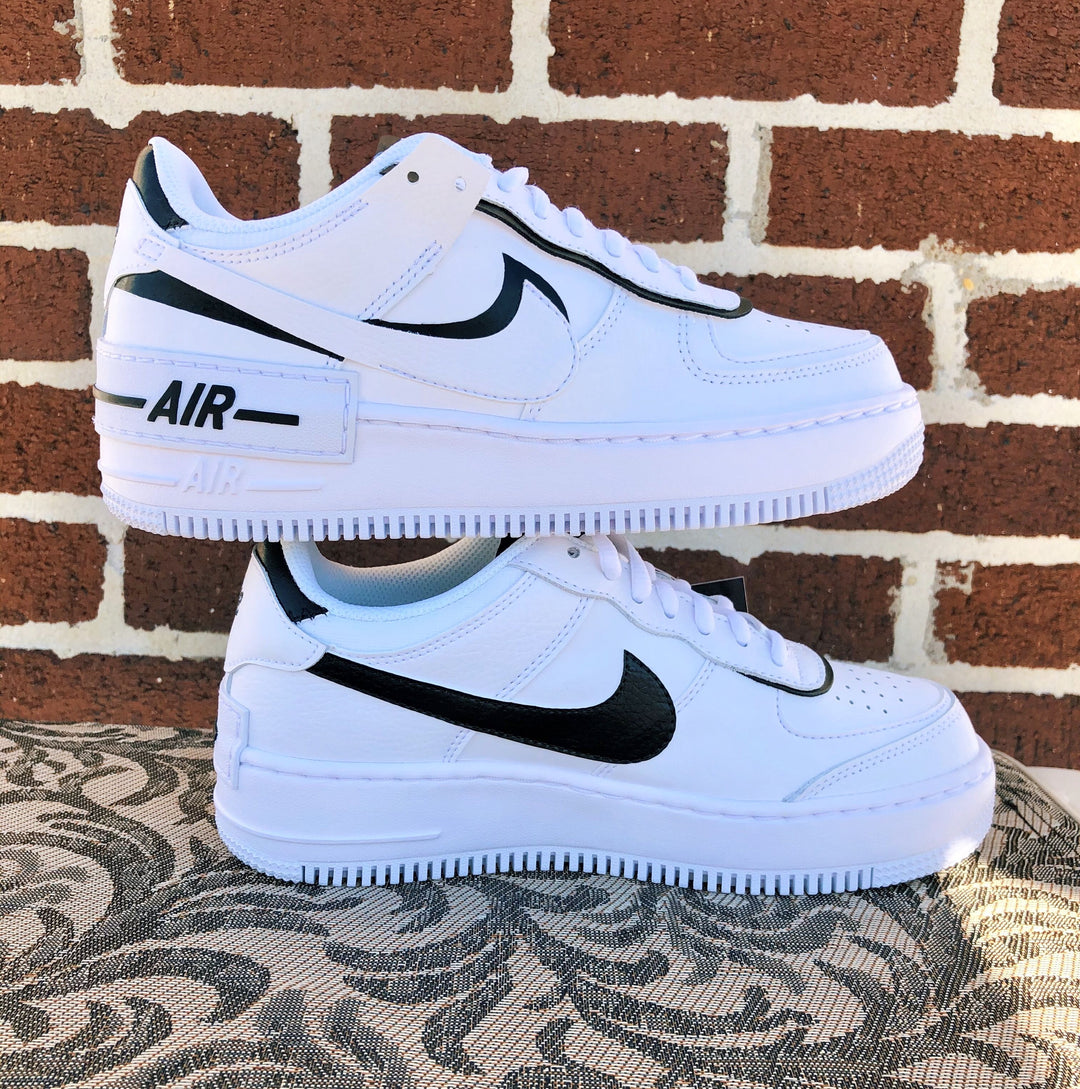 White Black Custom Nike Air Force 1 Shadow (AF1s)