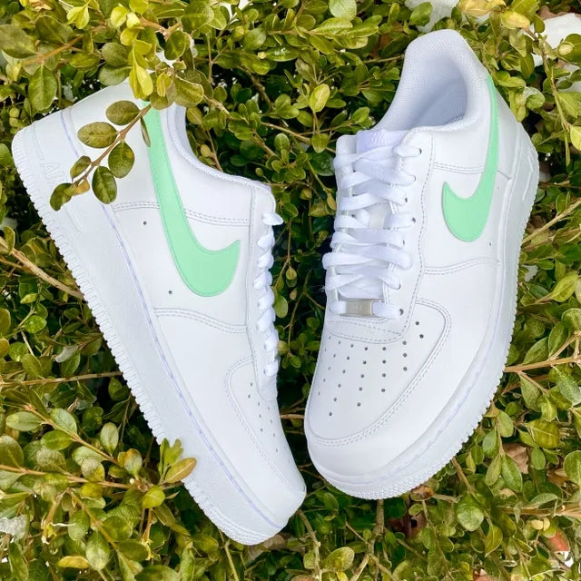 Custom Air Force 1 Sage Swoosh 🌿