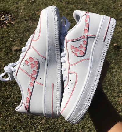 Pink Heart Custom Air Force 1s (Hand Painted)