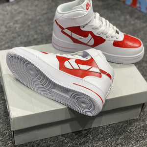 RED OUTLINE AIR FORCE 1 MID CUSTOM