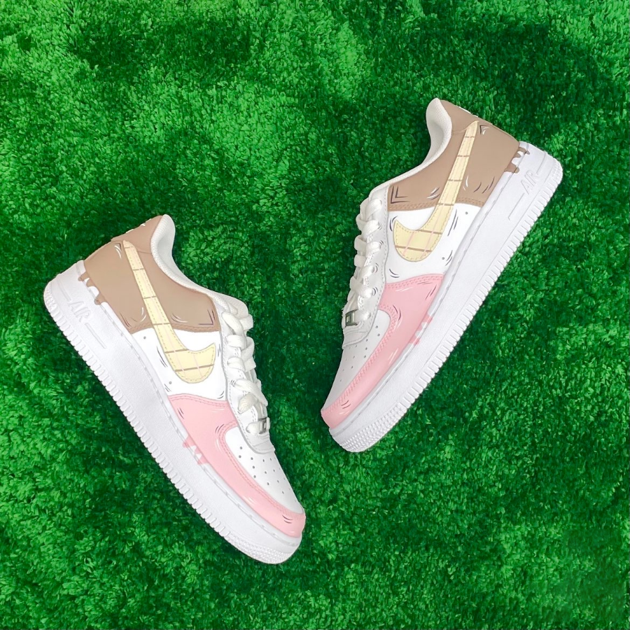 Custom Air Force 1 Drip Pink Brown