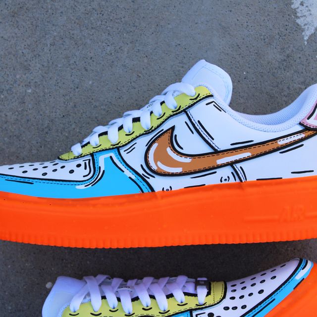 Custom Air Force 1 PALE CARTOON/ORANGE DIP