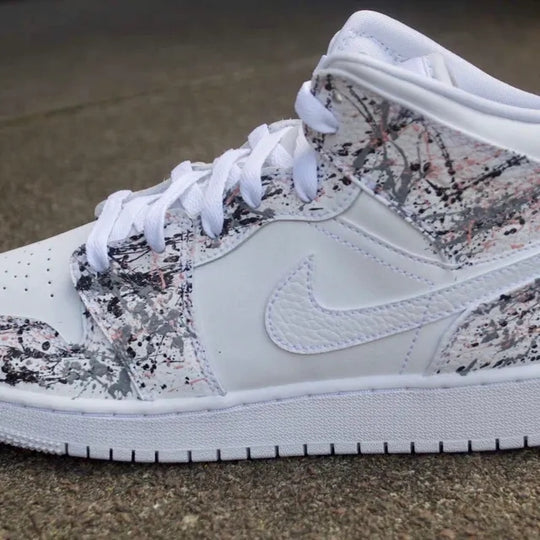 Custom Air Jordan 1 Pink Grey Splatter