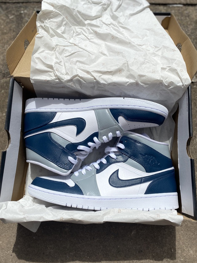 Custom Air Jordan 1 Navy Blue Grey