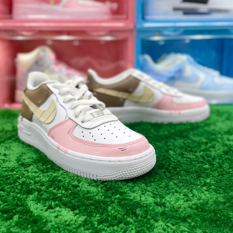 Custom Air Force 1 Drip Pink Brown