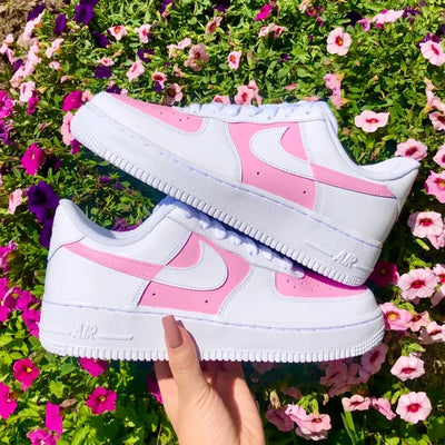 Custom Air Force 1 Pastel Pink Checkered Swoosh 💞🏁