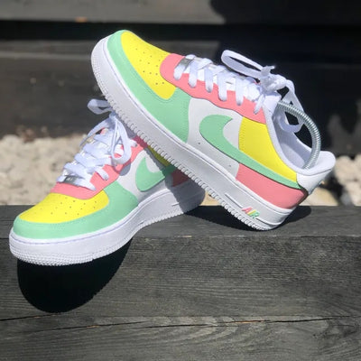 Custom Air Force 1 Pastel Pink Green Yellow